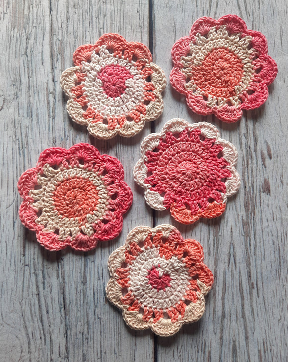 Coaster Set of 5 - Energetic Pink
